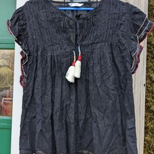 ACOS &A Black Hippie Hobo Short Sleeve Shirt Size Medium NWT